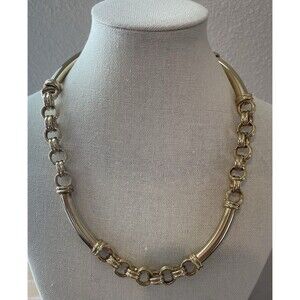 Vintage Chunky Goldtone Link Statement Necklace